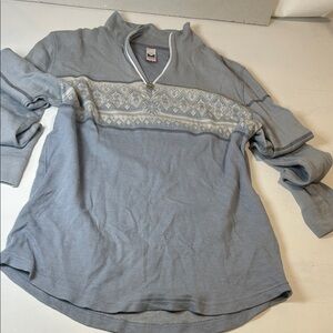 Dale of Norway Blue and White Zip Up Sweater